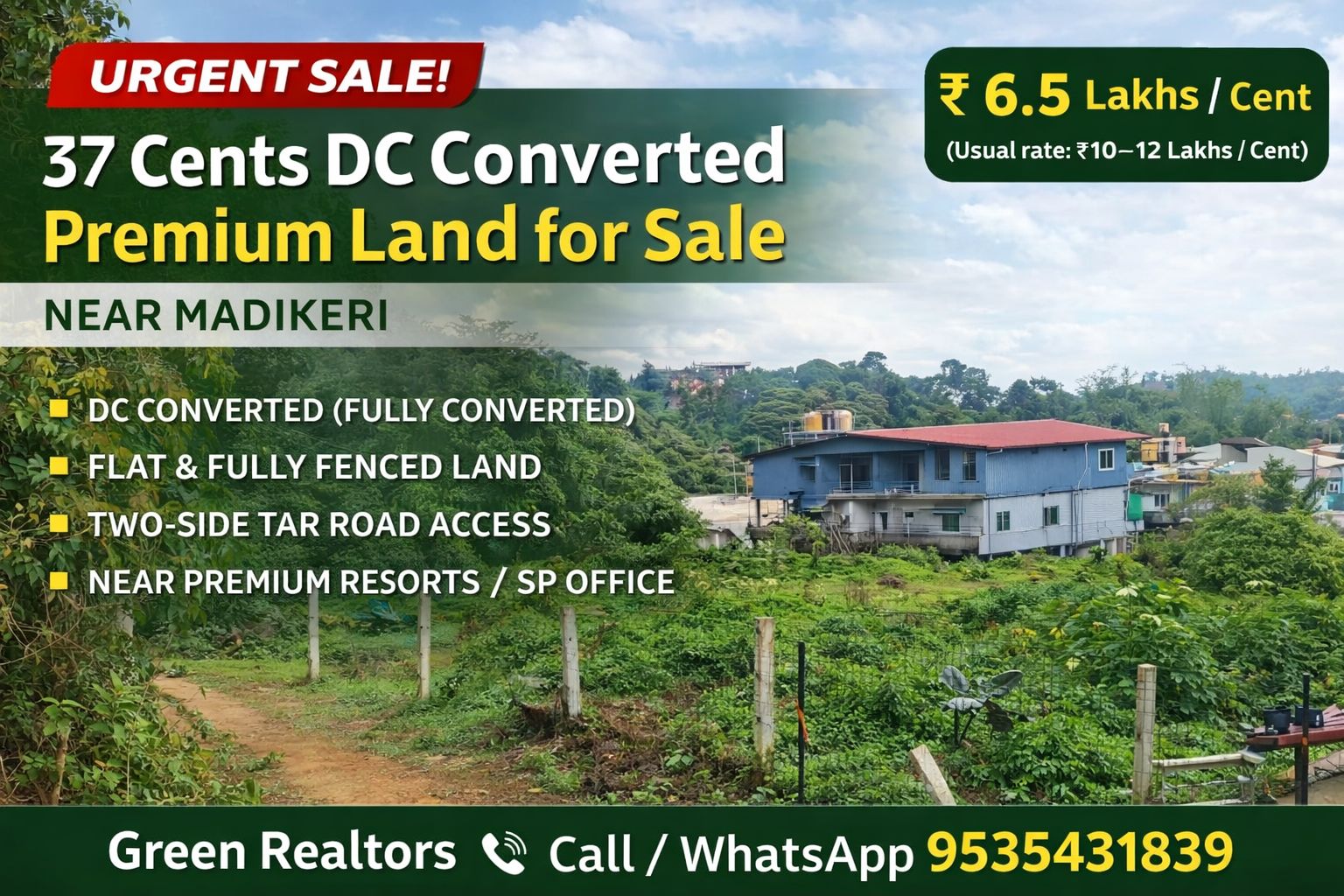 *PROPERTY ID – 5494* 🌿 *37 Cents DC Converted Premium Land for Sale – Near Madikeri*